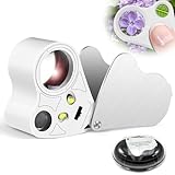 JUOIFIP Juwelier Lupe 30 X 60 mit Licht, Faltbare Juwelierlupe, LED beleuchtete...