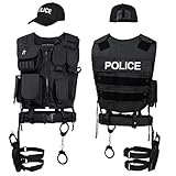 Black Snake® SWAT FBI Police Security Kostüm inkl. Einsatzweste, Pistolenholster,...