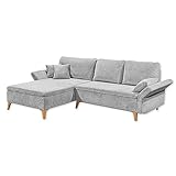 Stella Trading Bergen Ecksofa mit Schlaffunktion, Stoffbezug Hellgrau-Moderne Eckcouch in...