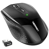 TECKNET Silent Maus Kabellose, 3000DPI 2.4GHz Leise Funkmaus mit Nano Empfänger, Side...