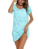 ENJOYNIGHT Nachthemd Damen Kurzarm Baumwolle Schlafshirt Sommer Sleepshirt Kurz...