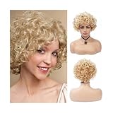 perücke für frauen Kurze lockige synthetische Perücken, goldenes Partyhaar for weiße...