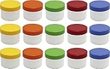 FRÜHES FORSCHEN 15 Salbendosen, Cremedosen, flache Salbendosen, 35 ml Inhalt mit farbigen...