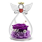 Geburtstagsgeschenk für Mama Oma, Ewige Rose Engel Glaskuppel, Handgefertigte Ewige Blume...