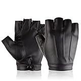 RDWESZOD Fingerlose Handschuhe für Herren, Damen, Teenager, PU-Leder, Outdoor-Sport,...