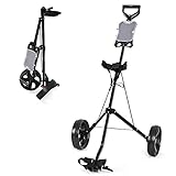 COSTWAY Golf Trolley, 2 Rad Golftrolley klappbar, Golfwagen aus Stahl, mit...