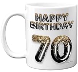 Geschenk zum 70. Geburtstag für Männer – Schwarz Gold Glitzer Luftballons – Happy...