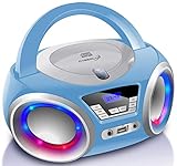 CD-Player mit LED-Beleuchtung | Kopfhöreranschluss | Tragbares Stereo Radio | Kinder...