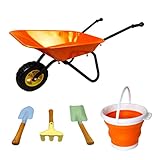 KOVOME Kinder Schubkarre Spielzeug, Garten Metall kleine Rad Barrow Wagon Set, Yard Tools...