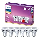 Philips LED Classic GU10 Lampe, 50 W, Reflektor, warmweiß, 6er Pack