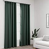 Xichuzi Verdunkelungsvorhänge Haken Leinenoptik 2 STK. Grün 140x225 cm, Gardinen...