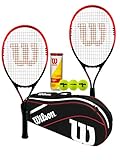 Wilson Federer Tennisschläger im Twin-Set mit Wilson Advantage Schlägertasche und 3...