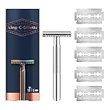 King C. Gillette Rasierhobel Herren, Rasierer + 5 Rasierklingen, Safety Razor mit...