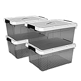 Cetomo 35L*4 Plastic Storage box, Tote box,Organizing Container with Durable Lid and...