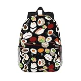 PPHGUT Japanischer Sushi-Rucksack mit schwarzem Druck, stilvoller Rucksack,...
