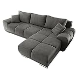 Stella Trading Anton Ecksofa mit Schlaffunktion, Stoffbezug Uran Stone-Moderne Eckcouch in...