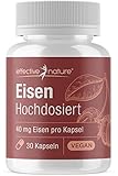 Eisen Kapseln hochdosiert mit Vitamin C - 40 mg Eisen und natürliches Vitamin C - 30...