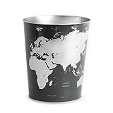 balvi Papierkorb Globe Farbe Grau Weltkarten-Design Blech 26 x 22 x 17,7 cm