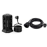 Mehrfachsteckdose Tower, TESSAN 12 Fach Steckdosenleiste Turm & REV 0016050514...