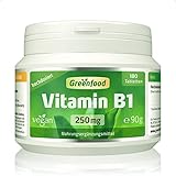 Vitamin B1, 250 mg, hochdosiert, 180 Tabletten - Für Energie, Nerven und Herz. OHNE...