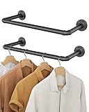 OROPY Industrierohr Kleiderstange 2er Set, 49cm Kleiderstangen wandmontage, Abnehmbare...