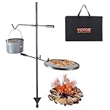 VEVOR Drehspieß Schwenkgrill Stahl 360 x 360 mm, Holzkohlegrill Doppelte Schichten...