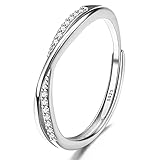 JeweBella Ring Damen Silber 925 Verstellbare Zirkonia Ring Silber/Gold/Roségold...