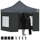 VOUNOT Pavillon 3x3m Wasserdicht Stabil Winterfest, Pop Up Faltpavillon mit 4 Seitenteilen...