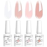 Vishine 4 Farben Semi-permanenter Gel Lack, klar, milchig weiß, rosa, Nagellack,...