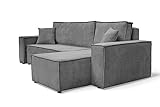 GREKPOL Ecksofa Paris Cord Stoff Poso Couch Sofa mit Schlaffunktion und Bettkasten...