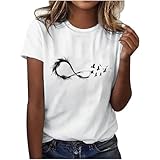 Blusen für Damen, trendiger Federdruck, Rundhalsausschnitt, lockere Passform, Pullover,...