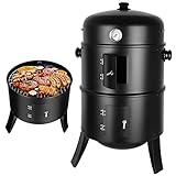 Räucherofen, 3-in-1 Smoker Grill Holzkohlegrill, Räuchertonne Ø44,5 * 80 cm, inkl....