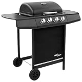 Home Furniture Gasgrill mit 4 Brennern, Schwarz