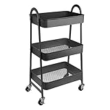 ONVAYA® Servierwagen Silvio | Beistellwagen | dunkelgrau | 30,5 x 45 x 77 cm | 3 Fächer...