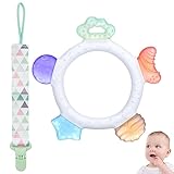 SUGERU® Neue Beißring Baby aus Silikon mit Schnullerkette Stoff| BPA-frei Beissring Baby...