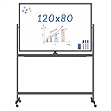 Whiteboard mit Ständer, Doppelseitiges Schreibfläche Mobiles Whiteboard mit Rollen,...