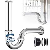 Universal Siphon【Extra Lang 200mm Tauchrohr】Syphon Badezimmer Waschbecken bad 1 1/4'...