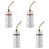 4 x Bananen-Pin-Stecker, 24 K Vergoldeter Audio-Lautsprecher-Pin-Stecker, Doppelter...