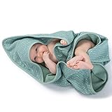 Urban Kanga Baby-Badetuch mit Kapuze Doppelseitiges Kapuzentuch 100% Baumwolle Musselin...