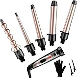 Lockenstab Set, Ohuhu 5 IN 1 Keramikbeschichtung Multifunktions Einstellbare Temperatur...