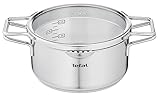 Tefal H85244 Nordica Kochtopf 20 cm mit Glasdeckel | Doppelgriffe | Edelstahl-Topf | alle...