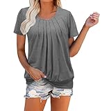 Damen-Top, Sommermode, einfarbig, V-Ausschnitt, kurzärmelig, Pullover, Top, lässig,...
