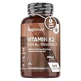 Vitamin K2 MK7-365 vegane Tabletten - 200µg je Dosis - 100% All-Trans Menaquinon - Für...