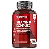 Vitamin B Komplex mit Vitamin C - Vitamin B1 B2 B3 B5 B6 je Tablette - 365 Vegane...