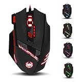 zelotes T90 Gaming Maus 9200 DPI, 8 Programmierbare Tasten, Multi-Modi LED, USB Gaming...