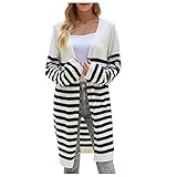 uxxnjfg Cardigan Damen Lang Langarm Business Winterkleid Große Größen Gestreifte...