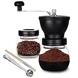 PARACITY Kaffeemühle mit Keramikmahlwerk, Kaffeemühle manuell, mit 2 Gläsern (je 11 oz)...