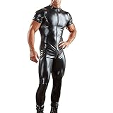 Herren Bodysuit Wetlook Einteiler Jumpsuit Overalls Kostüm Clubwear Herren Metallic Body...