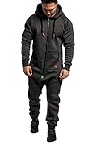 Amaci&Sons Herren Overall Jumpsuit Jogging Onesie Trainingsanzug 3007 Anthrazit/Schwarz L