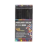 DAM Set mit 48 Filzstiften Color Fineliner Profi, feine Spitze, 0,4 mm, definierte und...